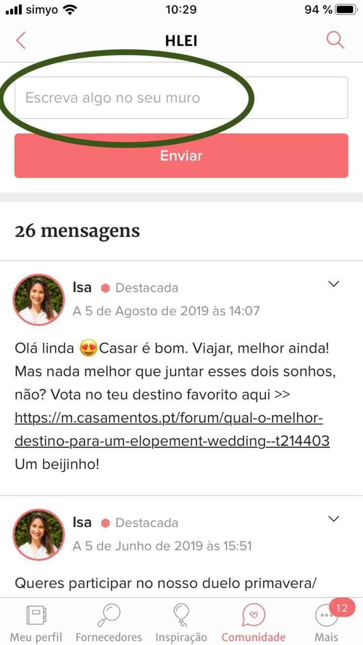 Como usar o mural e deixar posts/mensagens a outras noivinhas(os)? - 4