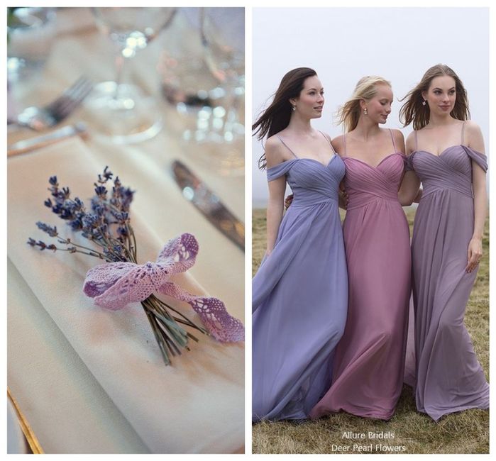 E. Damas de Honor de degradê de Lavanda