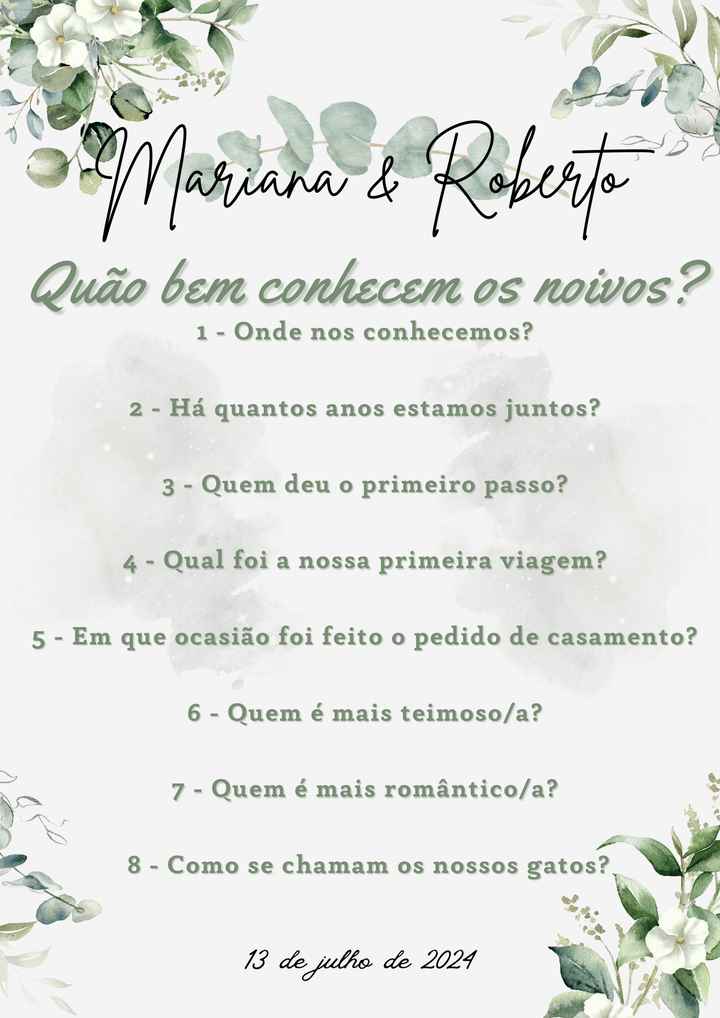 Questionário aos Convidados - Sim ou não? - 1