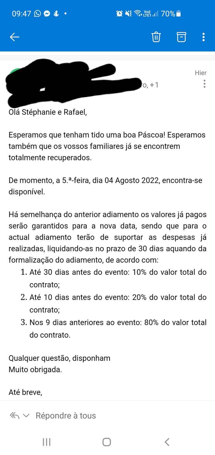 Adiamento de casamento para 2022 1