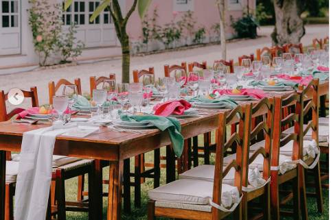 Mesas corridas no Jardim