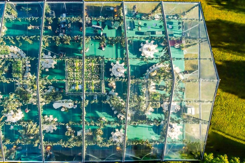 Vista de tenda transparente