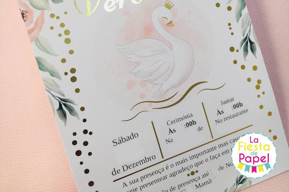 Convite cisne e foil