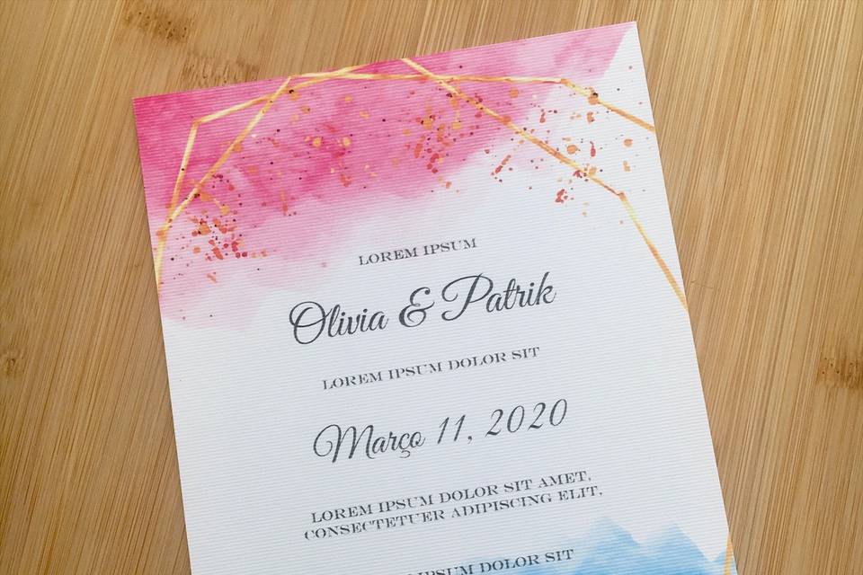 Convite watercolor pink