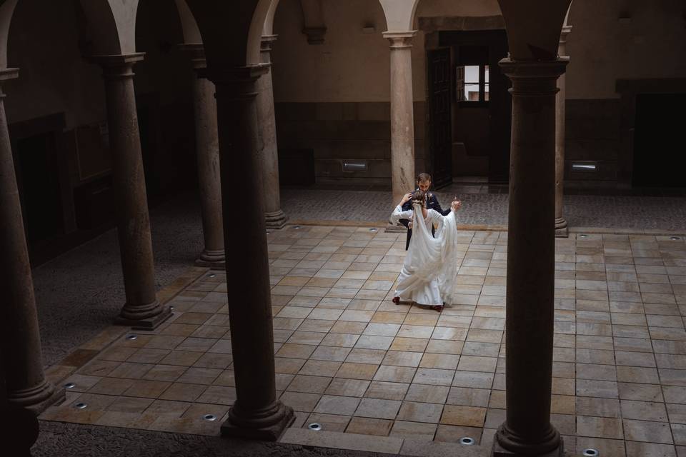 Groom and bride dancing