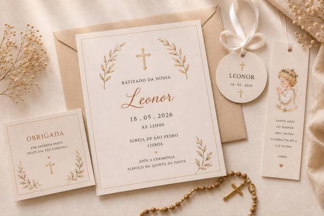 Convite de Batizado da Leonor