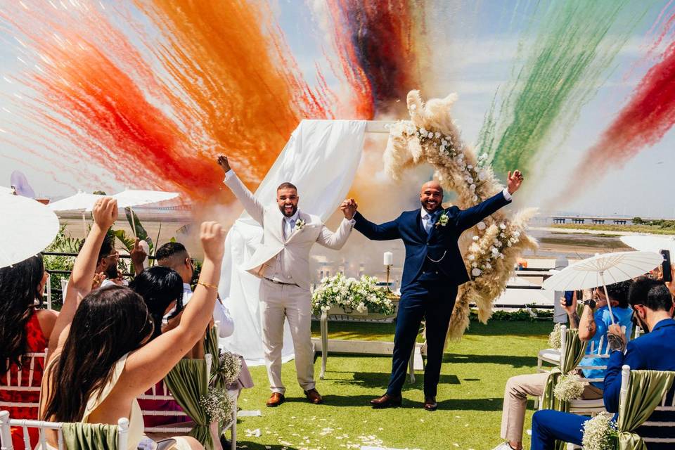 7 Disparos de fumo Casamento