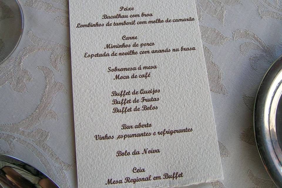 Menu casamento