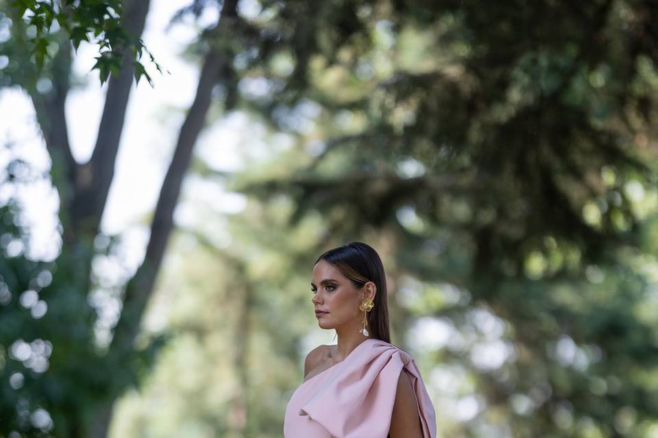 Vestido midi rosa