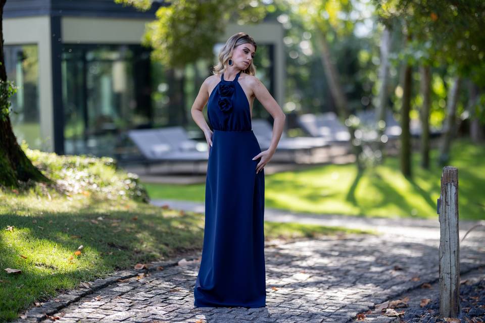 Vestido longo azul