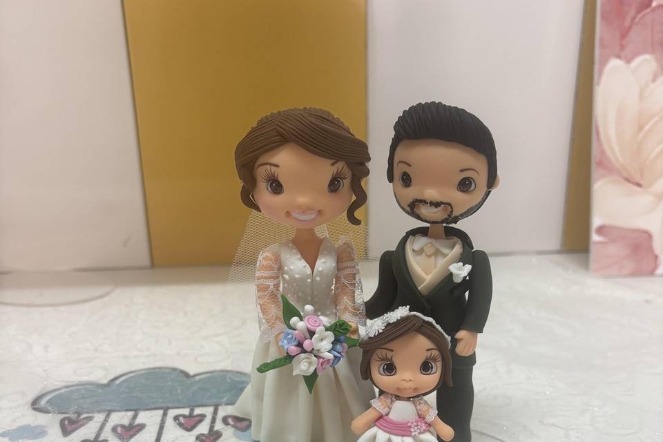 Topo noivos e filha