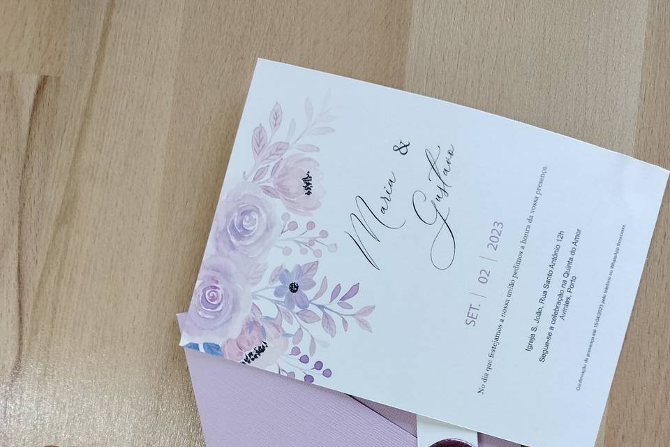 Convite floral lavanda