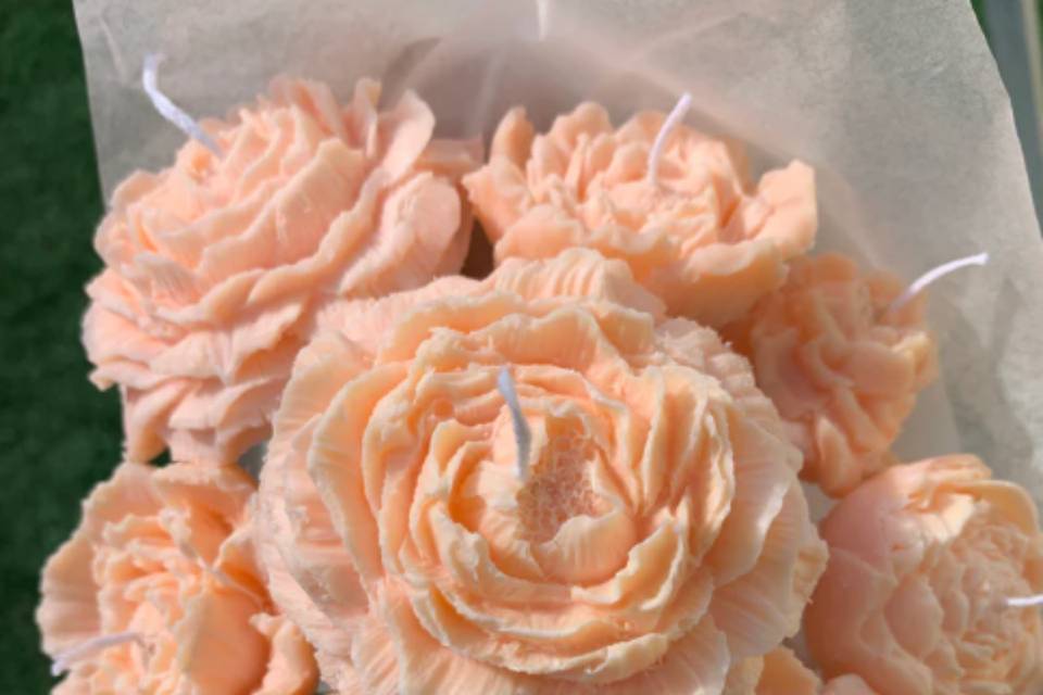 Velas de soja: bouquet peónias
