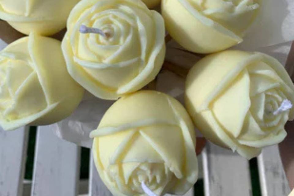 Velas de soja: bouquet rosas