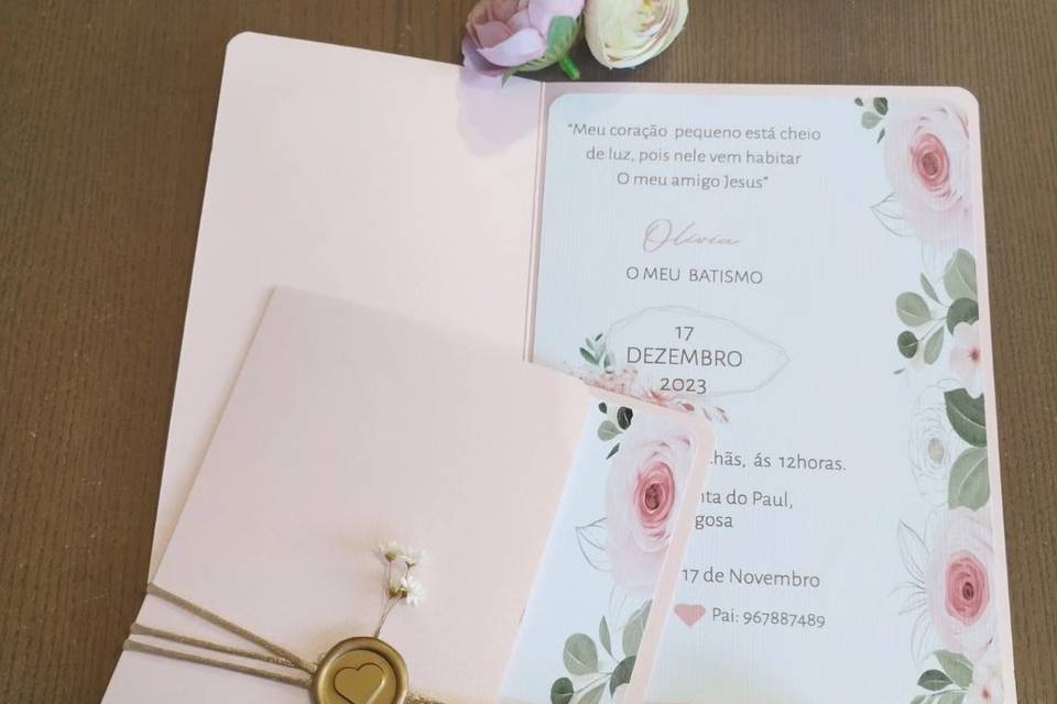 Convite floral rosa lacre