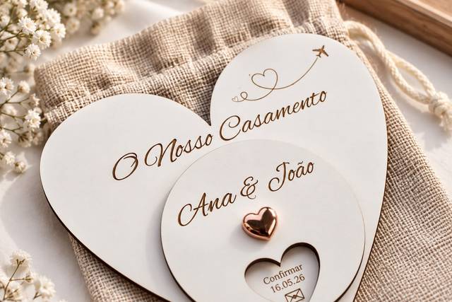 Convite de Casamento Coração