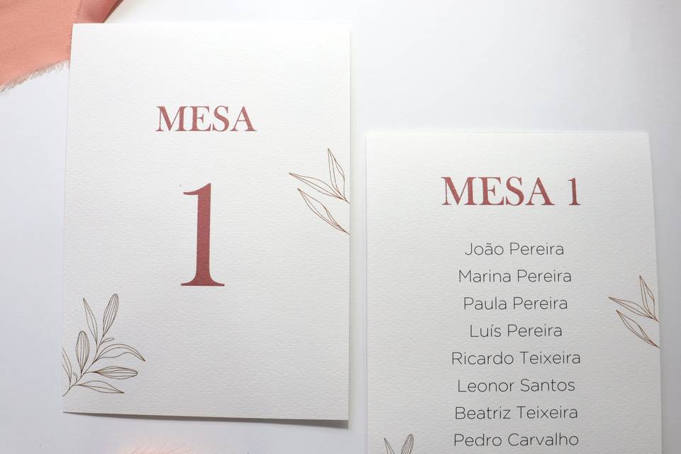 Marcador de mesa e seating plan