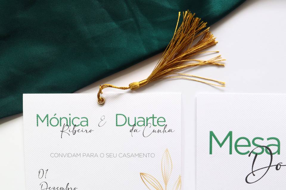 Convite e marcador de mesa