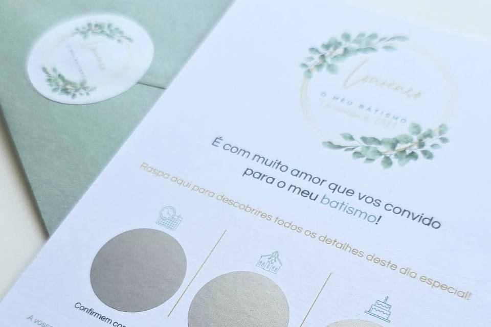 Convite com raspadinhas