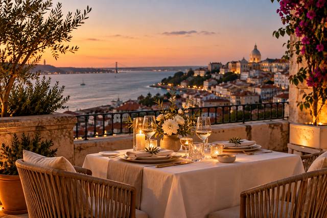 Jantar romântico em Lisboa