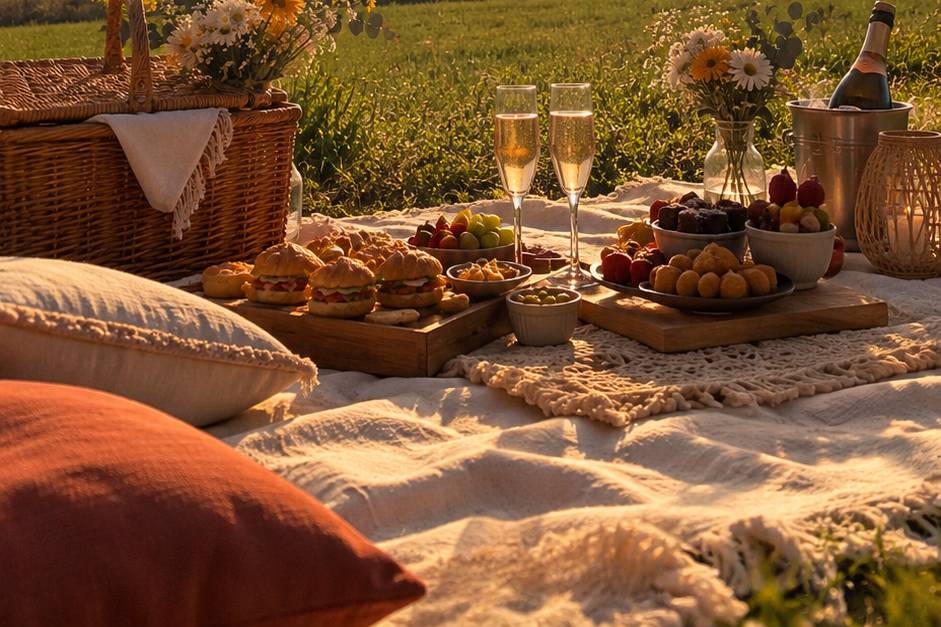 Picnic ao sol do sol