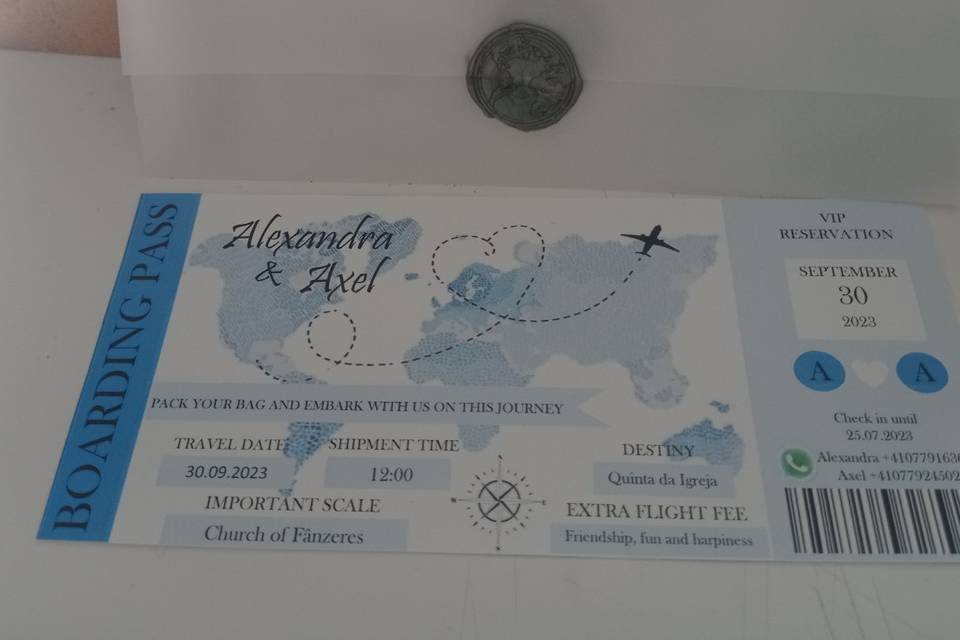 Convite cartão de embarque