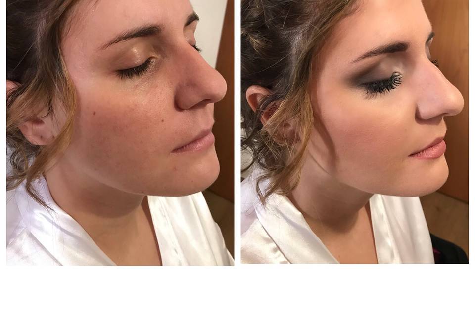 Bride makeup before and after