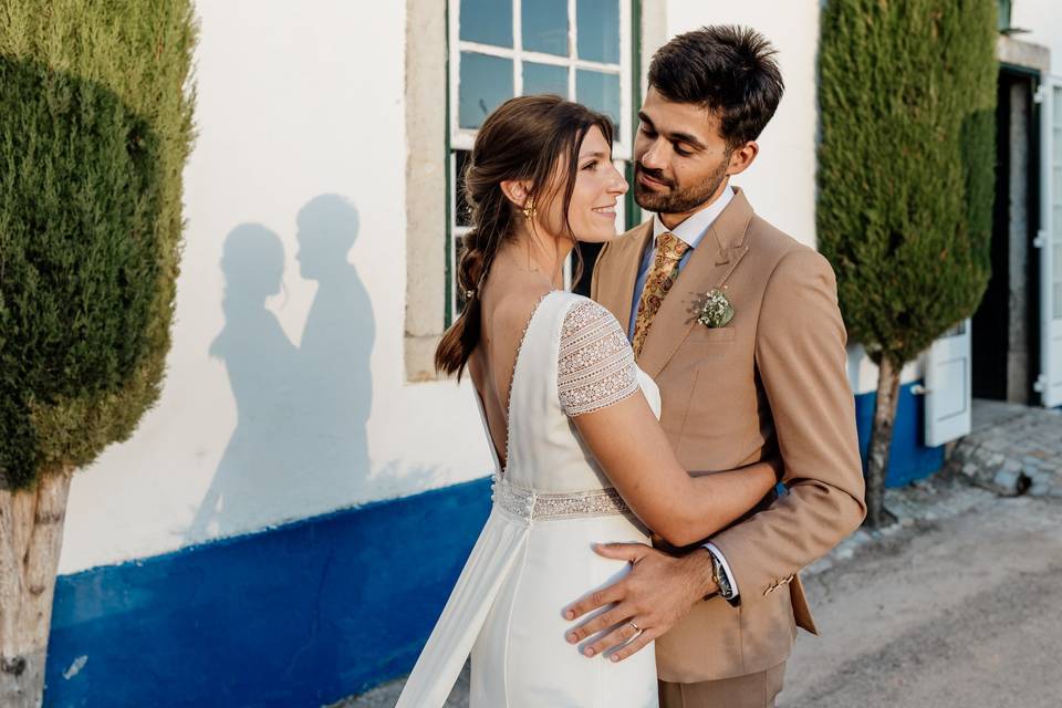 Momento íntimo entre os noivos