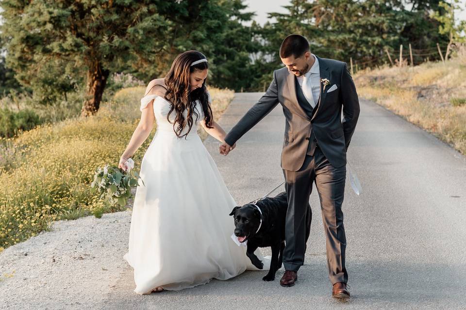 Noivos com o amigo fiel