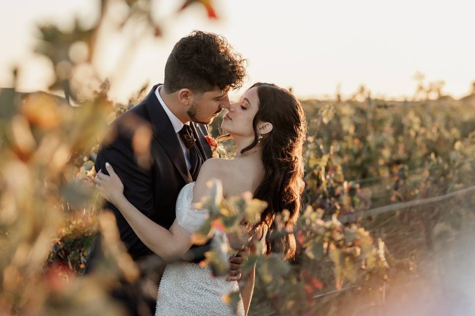 Noivos no por do sol