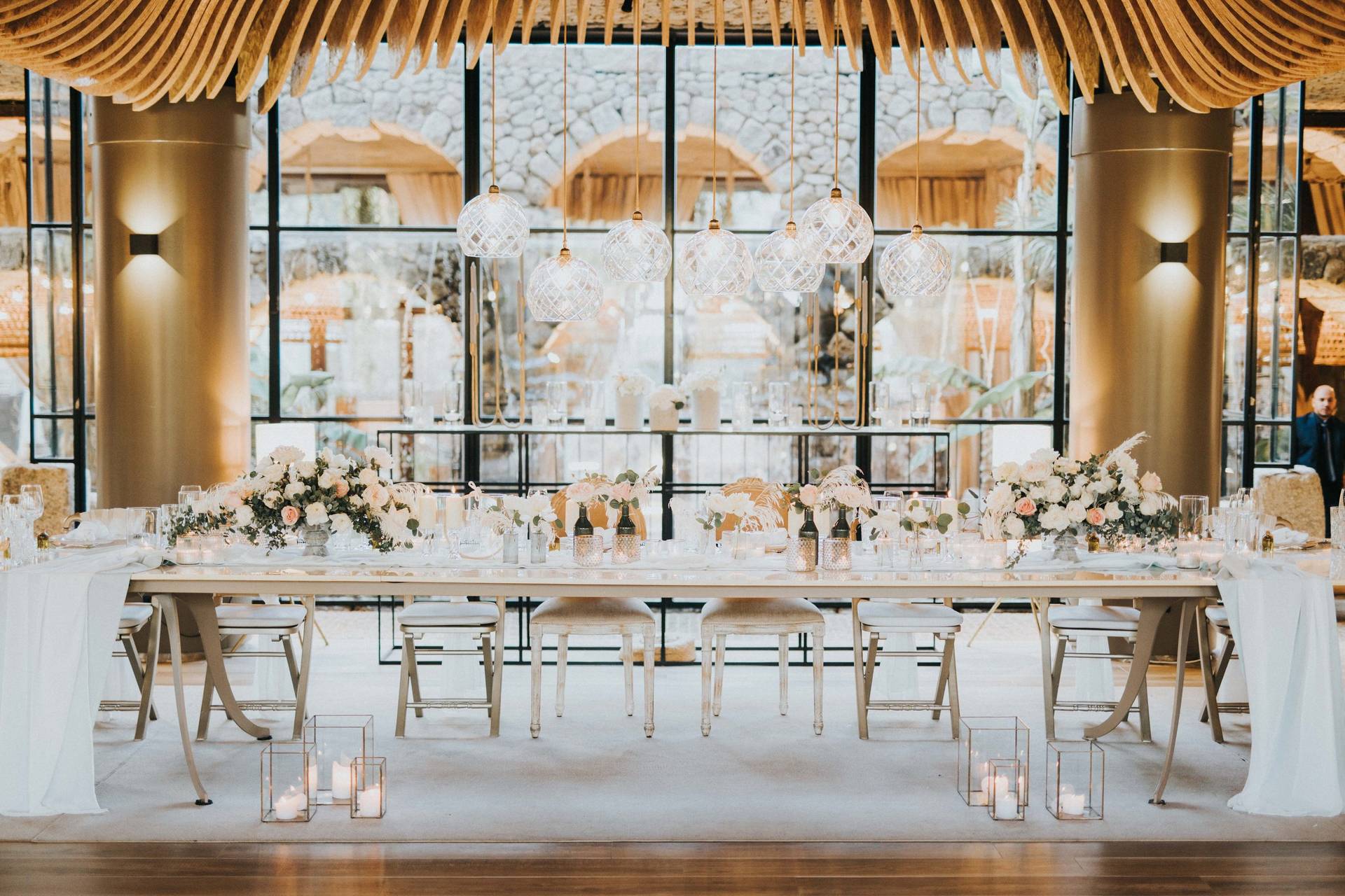 Salle et tables de réception à Quinta Lago dos Cisnes