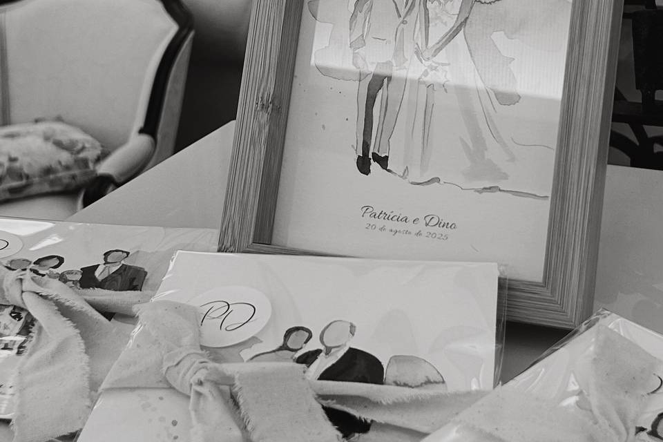 Ilustração dos Noivos Emoldura