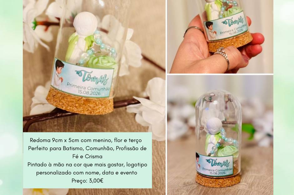 Redoma com menino e terço