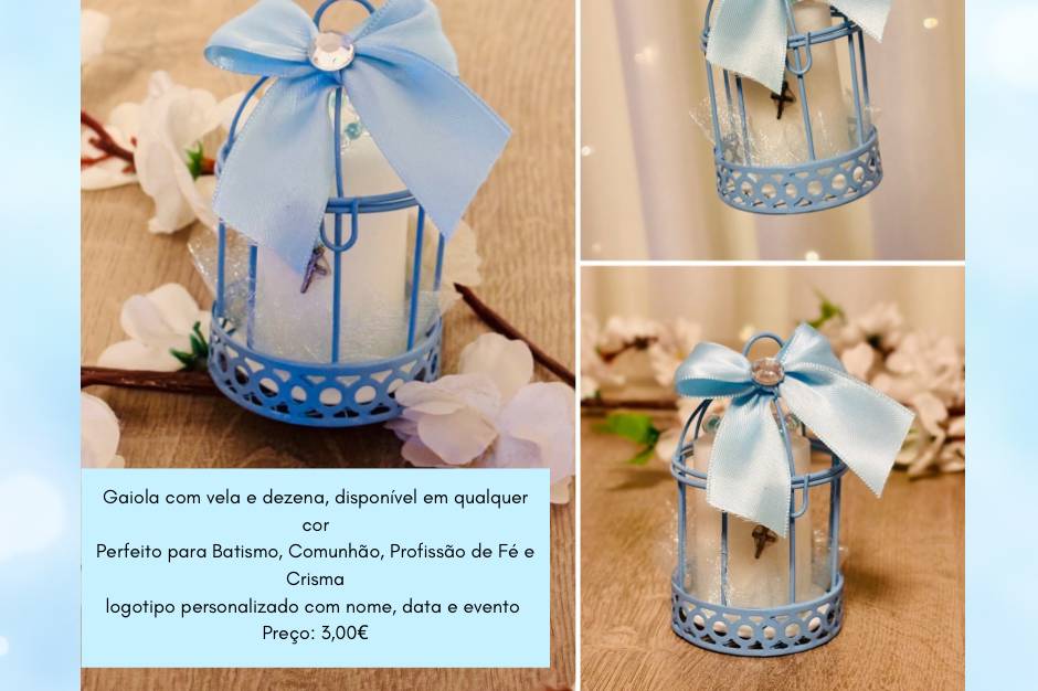 Gaiola com vela e terço