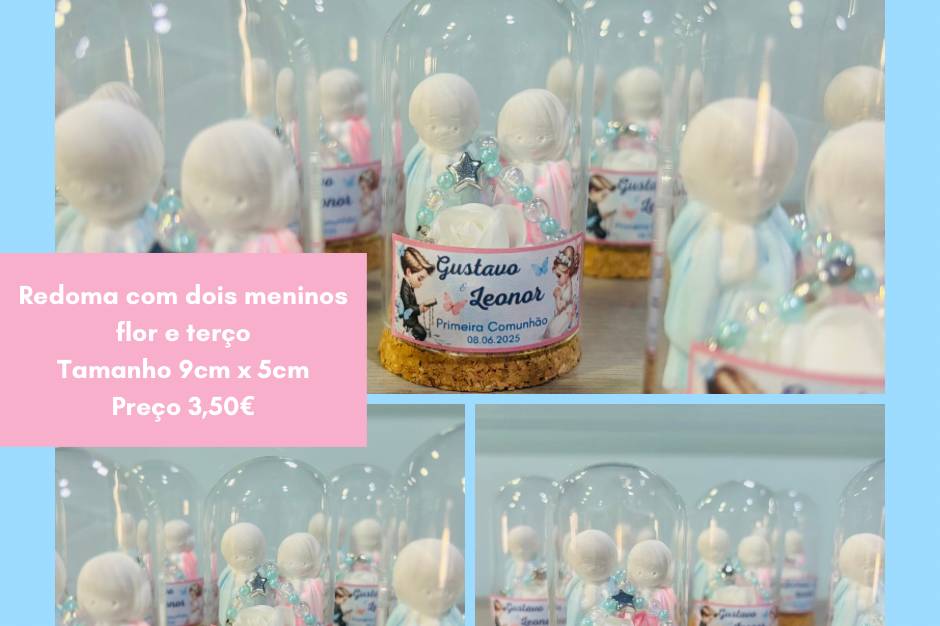 Redoma com menino e menina