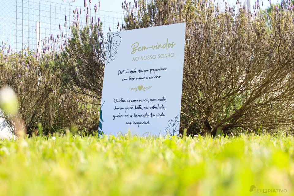 Placa boas-vindas