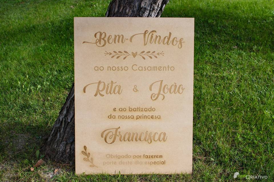Placa boas-vindas