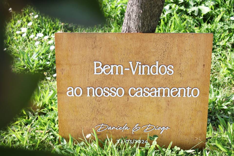 Placa boas-vindas