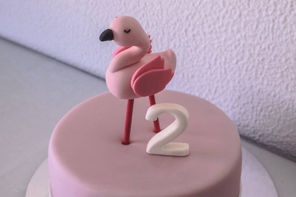 Bolo c/ flamingo