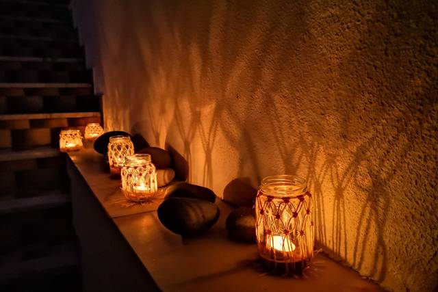 Lamparinas em macramé