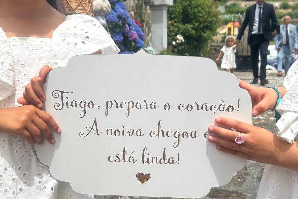 Placa para entrada dos noivos