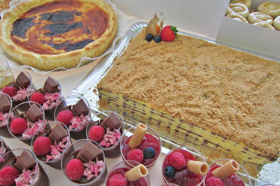 Bolo bolacha, mousse e tarte