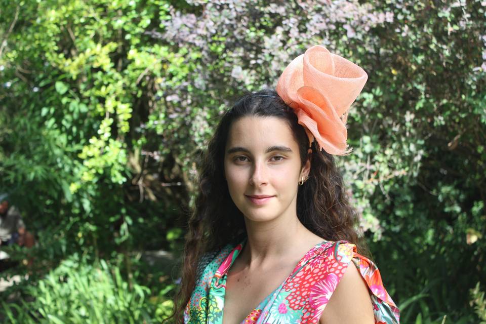 Fascinator flor laranja