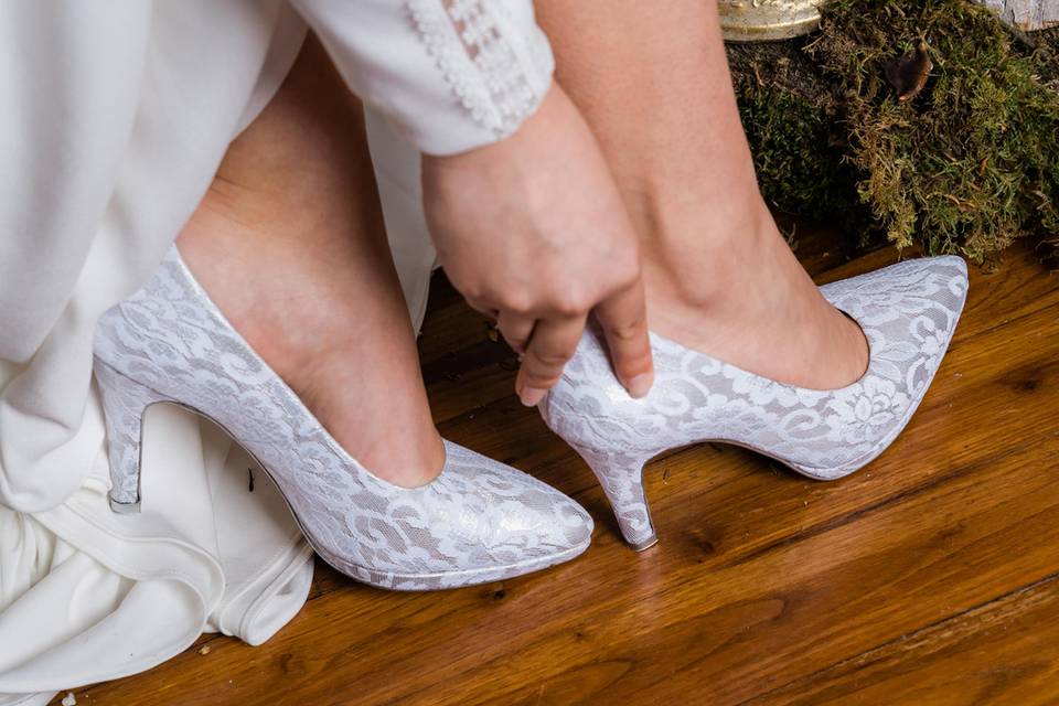 Sapatos de noiva com renda