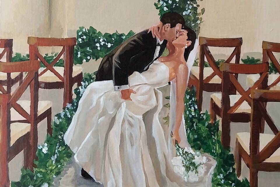 Pintura ao vivo dos noivos!