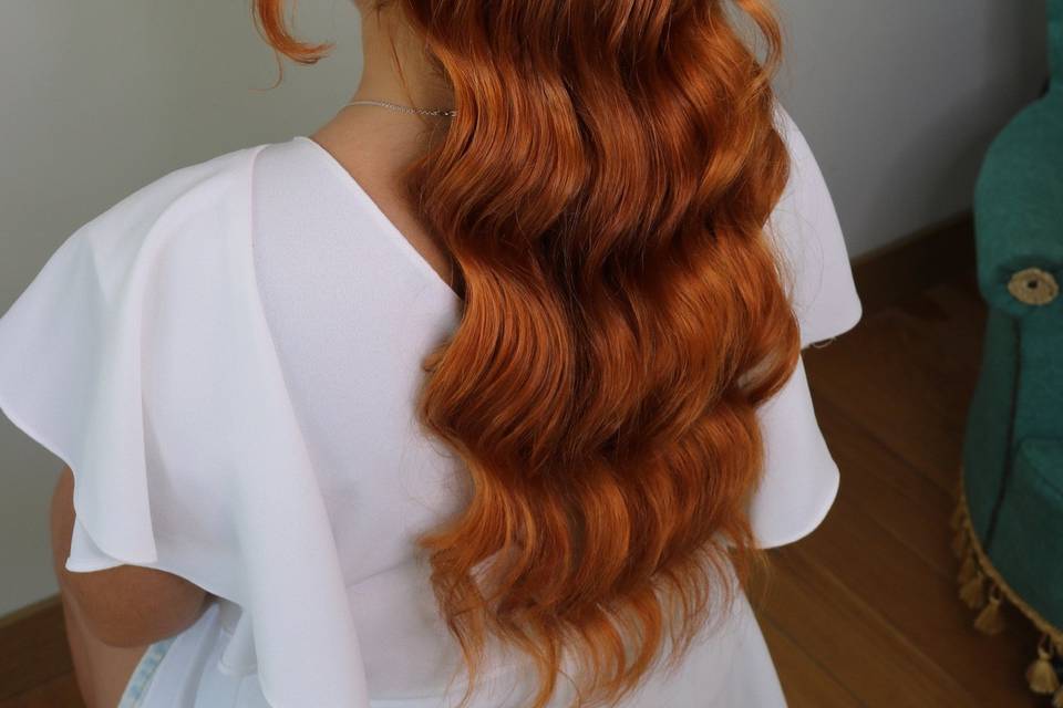 Hollywood waves semi updo