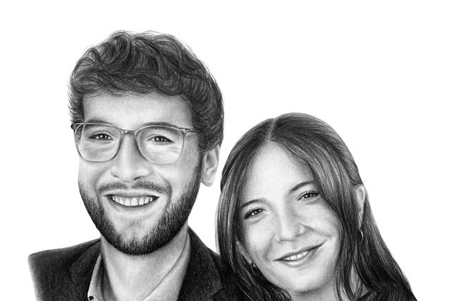 Retrato de casal a grafite