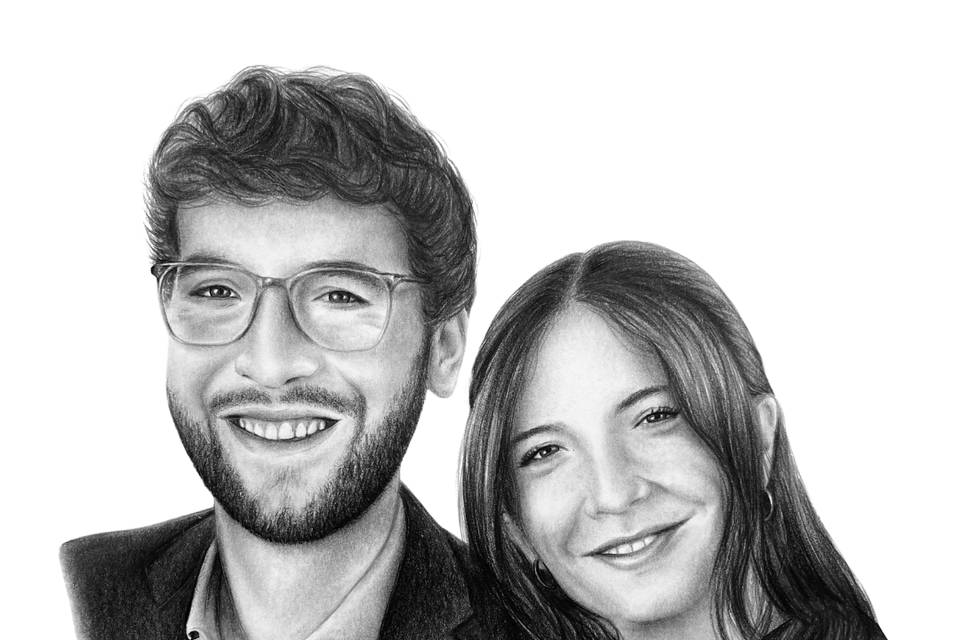 Retrato de casal a grafite