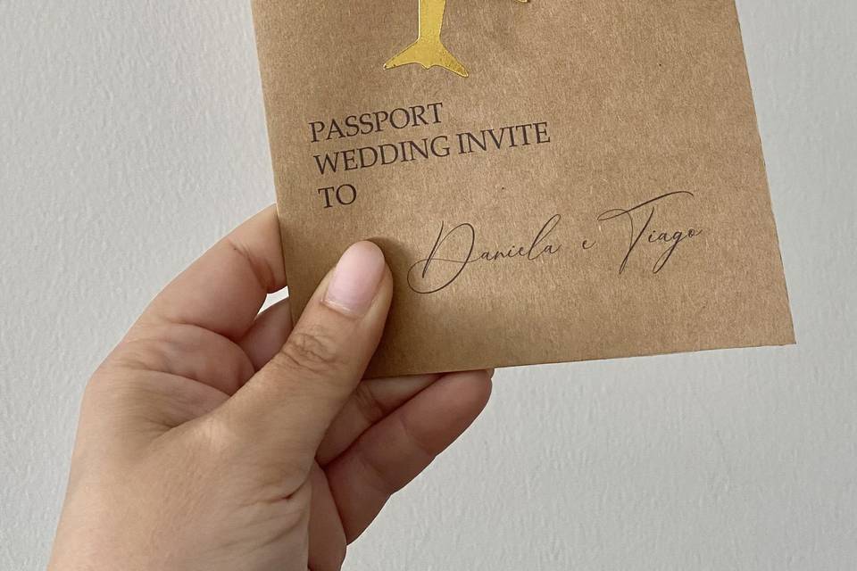 Convite viagem com envelope