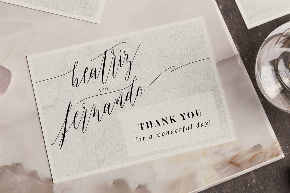 Marble thank you card